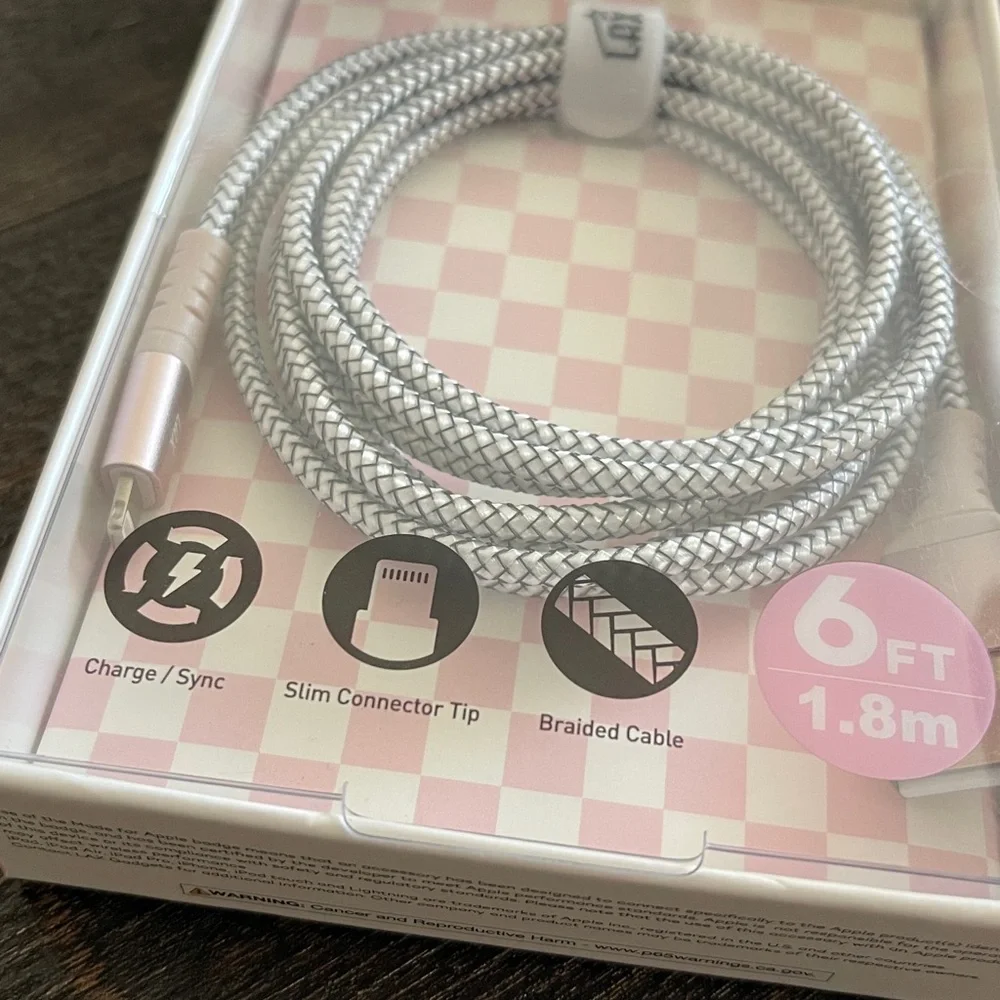 LAX Braided Lightening to USB Cable 6 Feet (see photos for compatability)